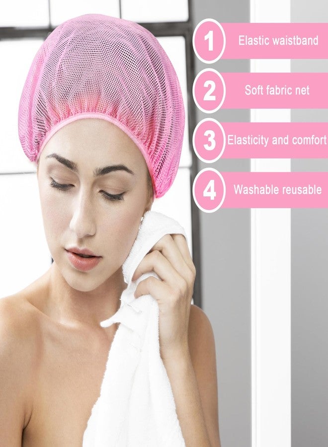 Dimeho 4 Pcs Mesh Sleep Bonnets Night Sleep Cap Hair Net for Sleeping Wig Cap Sleep Caps for Women(Pink/Black - Image 4